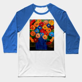 Bold colors abstract flowers Baseball T-Shirt